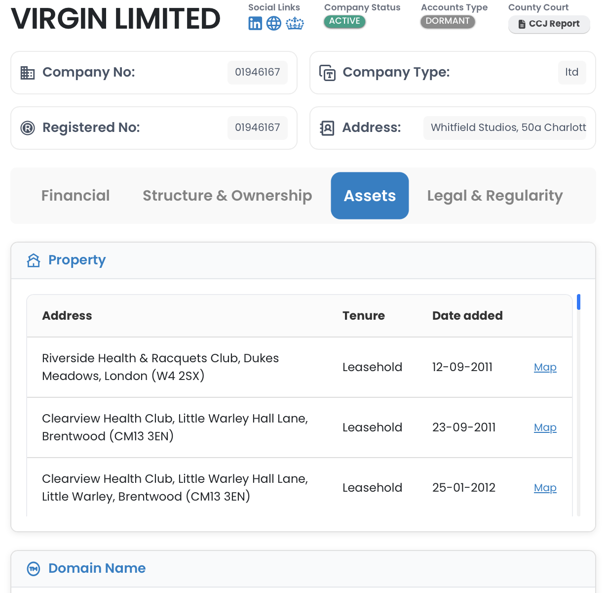 UK Companies Assets Owned