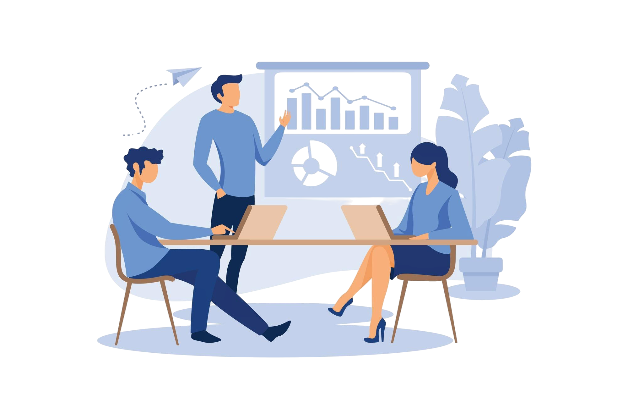 workers-are-sitting-negotiating-table-company-information-analytics-vector-flat-modern-design